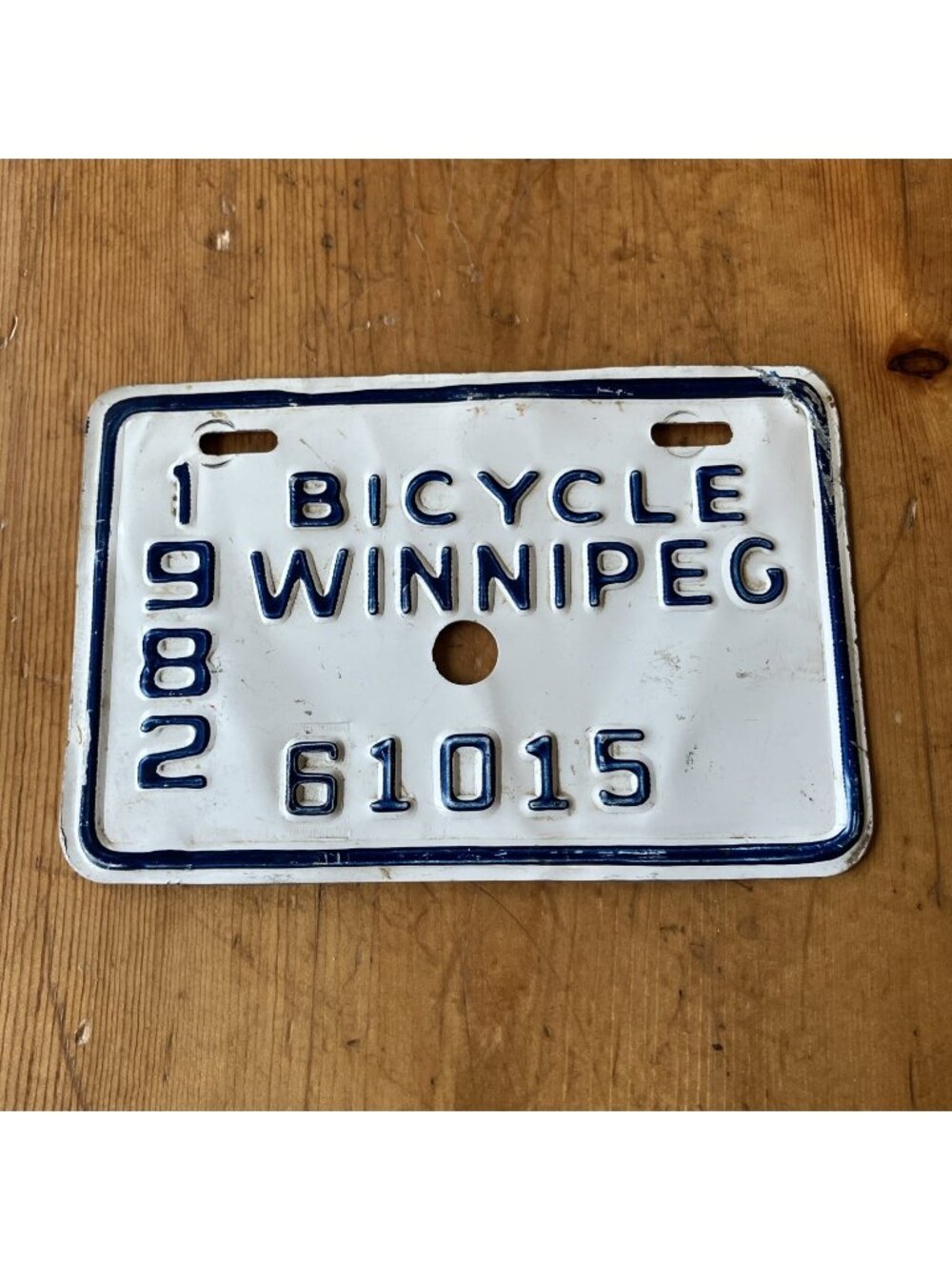 Vintage 1982 Winnipeg-Canada Bicycle License Plate 61015